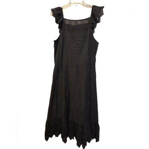 LOFT - Size 6 - Gray Lace Sleeve Embroidered Midi Dress